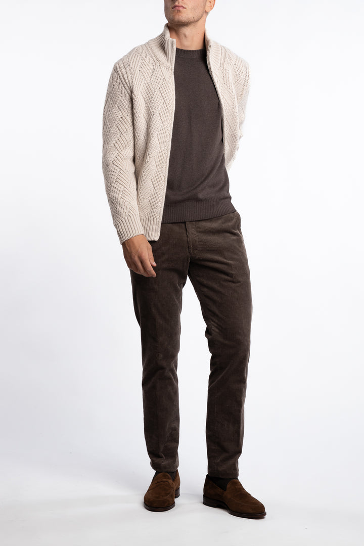 Cashmere Full-zip Jacket Beige