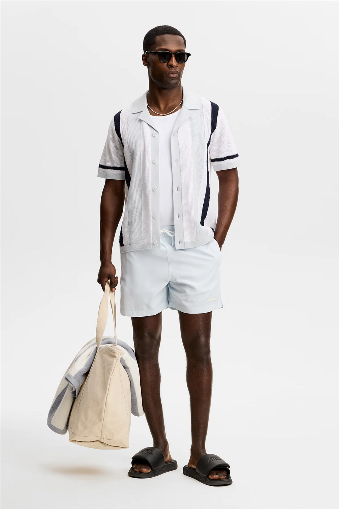 Remus Resort Collar Knit Polo Skywriting