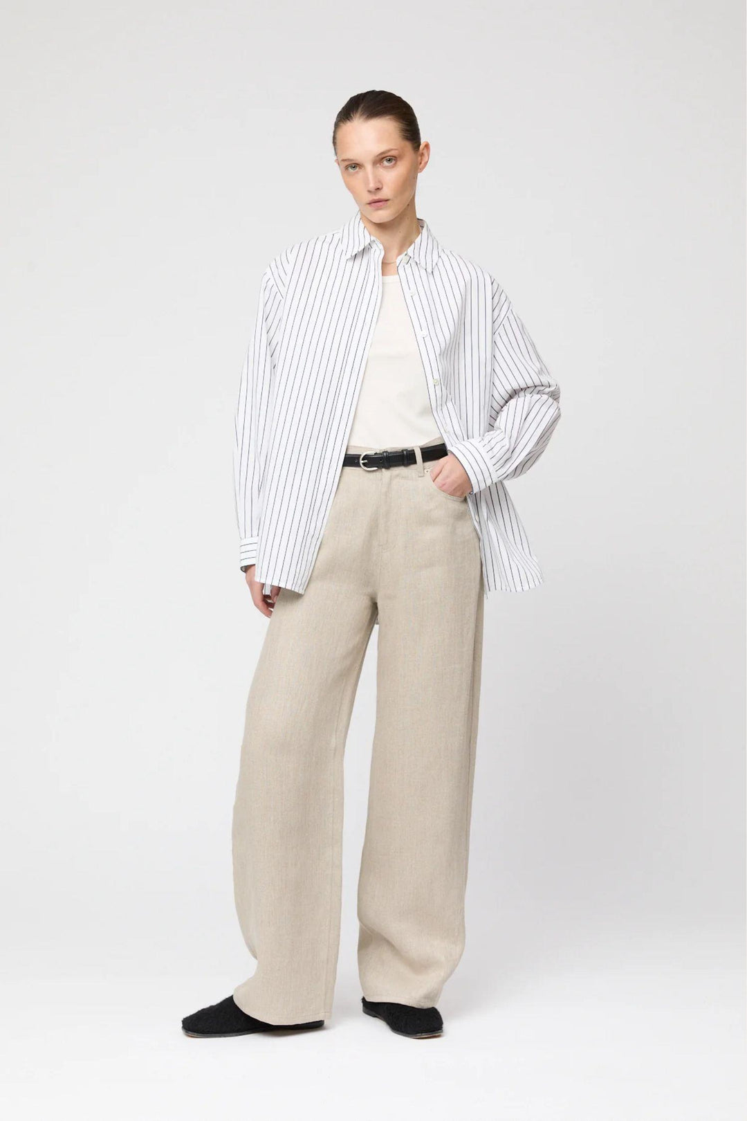 Poplin Workwear- Black White Stripe