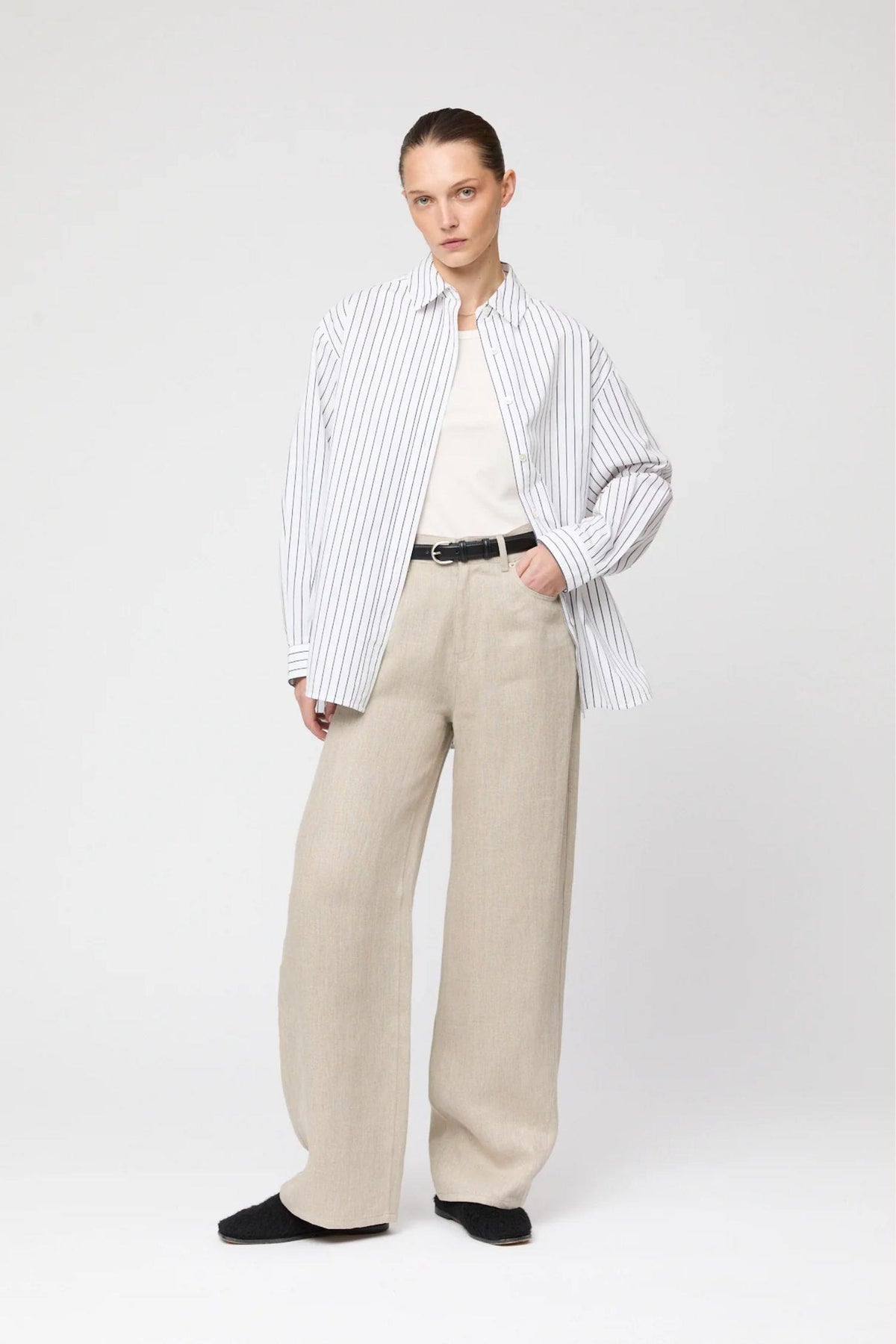 Poplin Workwear- Black White Stripe