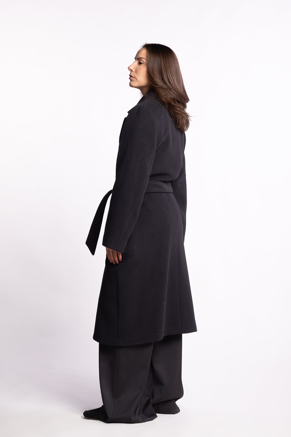 Charlotte Wool Belted Coat- Black