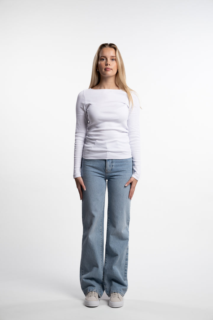 Petronella Rib Boatneck- White