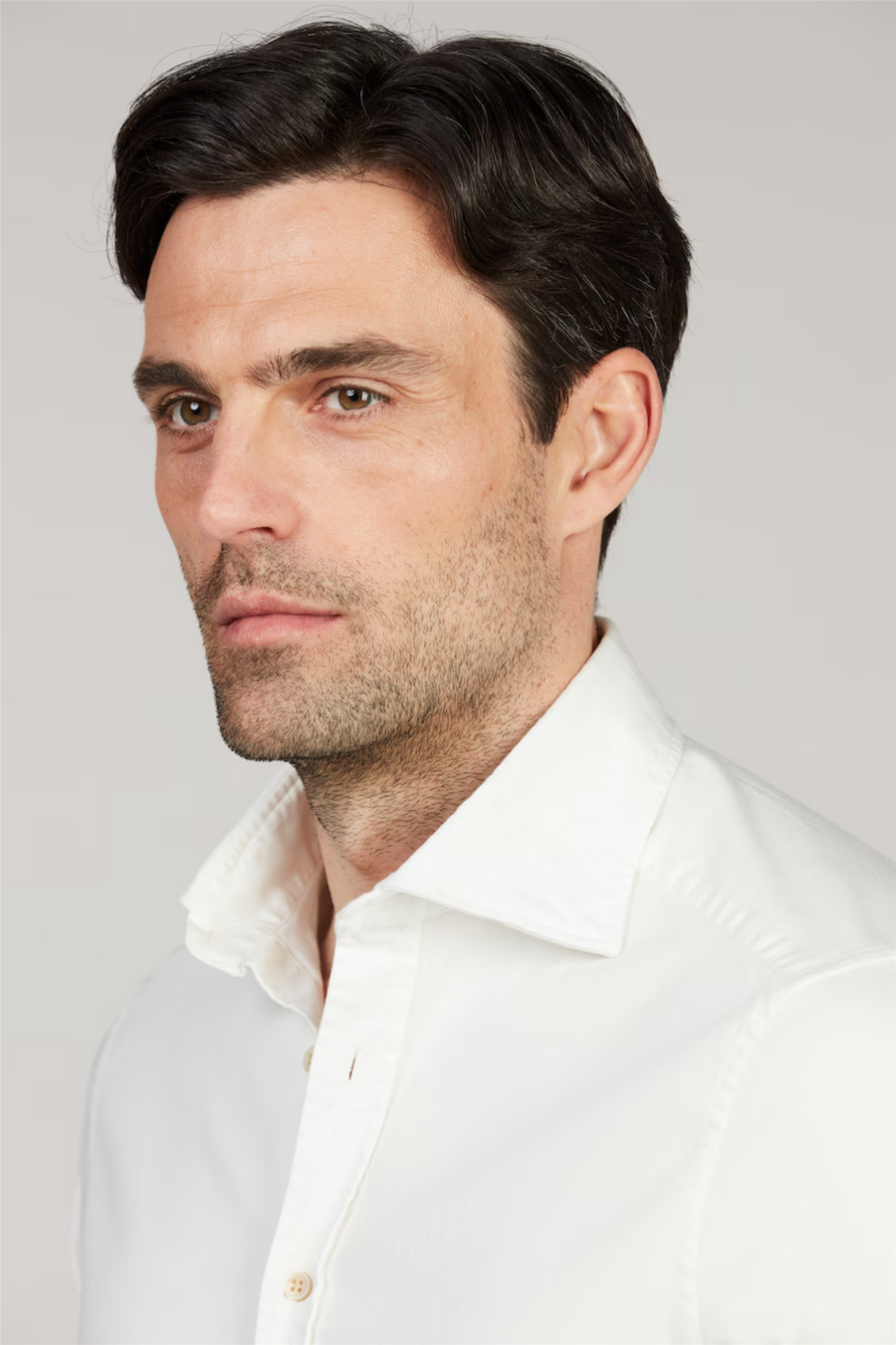 Casual Denim Stretch Shirt Off White