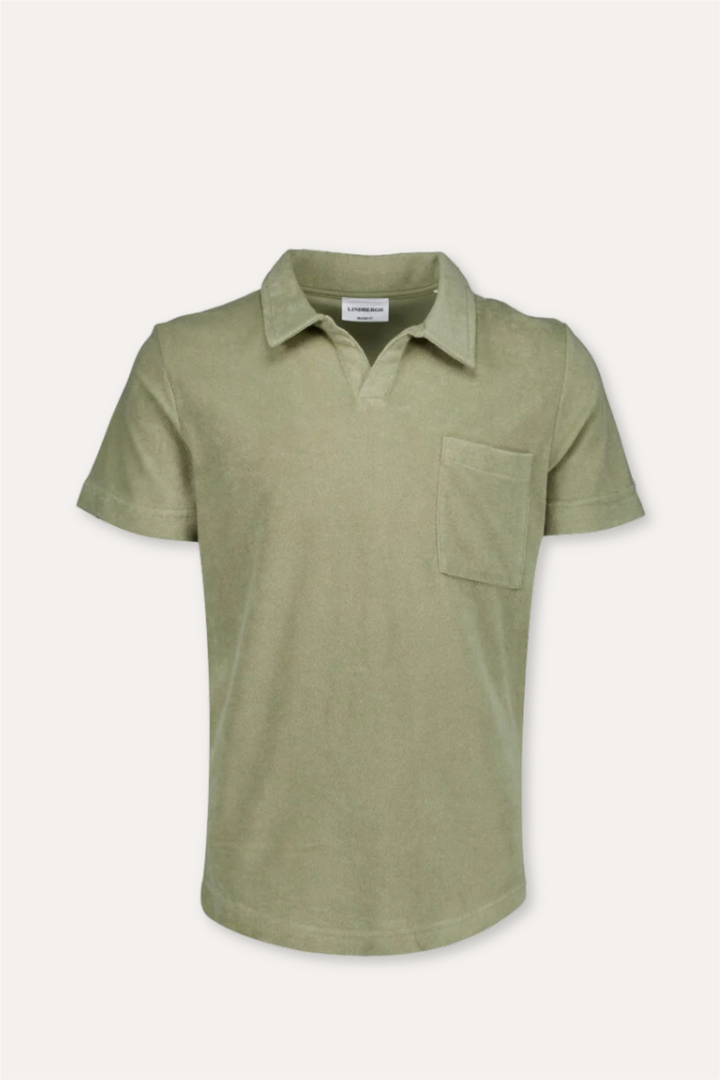Towel V-Neck Polo S/S Dusty Olive