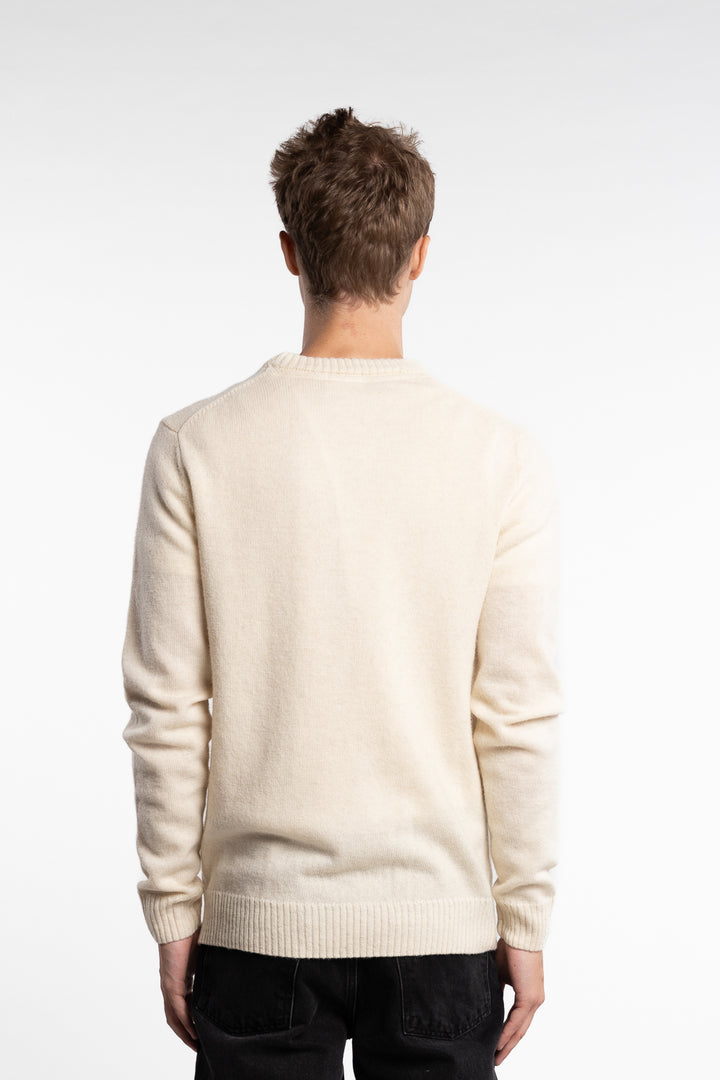 Lambswool O-Neck Knit Off White Melange