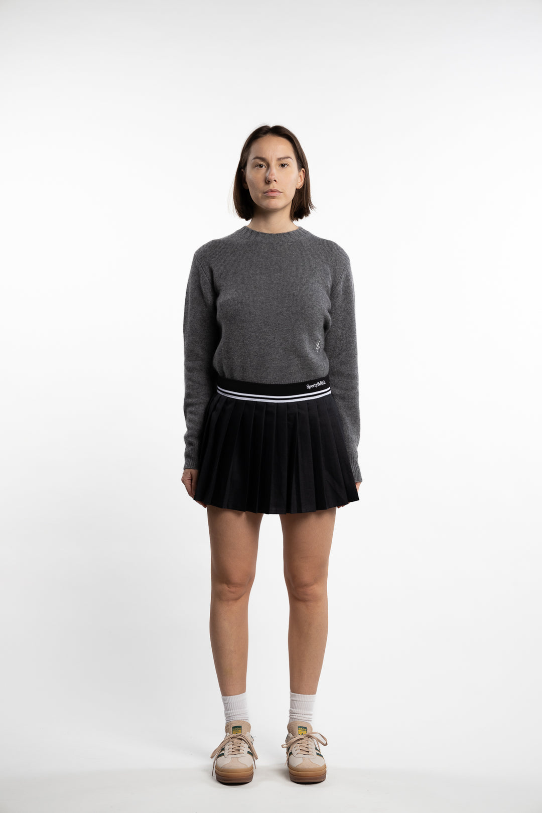 Abigail Wool Pleated Skirt- Gray