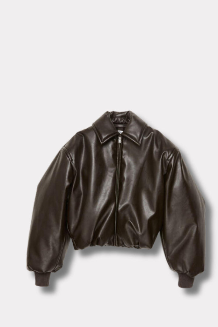 Coated Bomber Jacket- Dark Brown