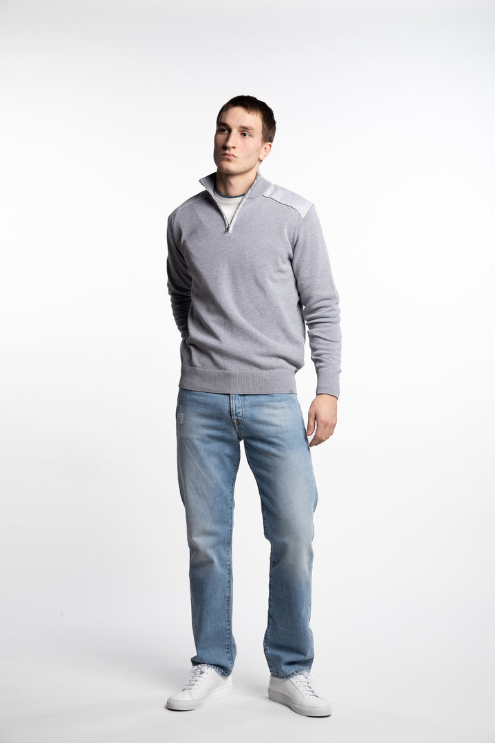 Fresco Cotton Half-Zip Grey