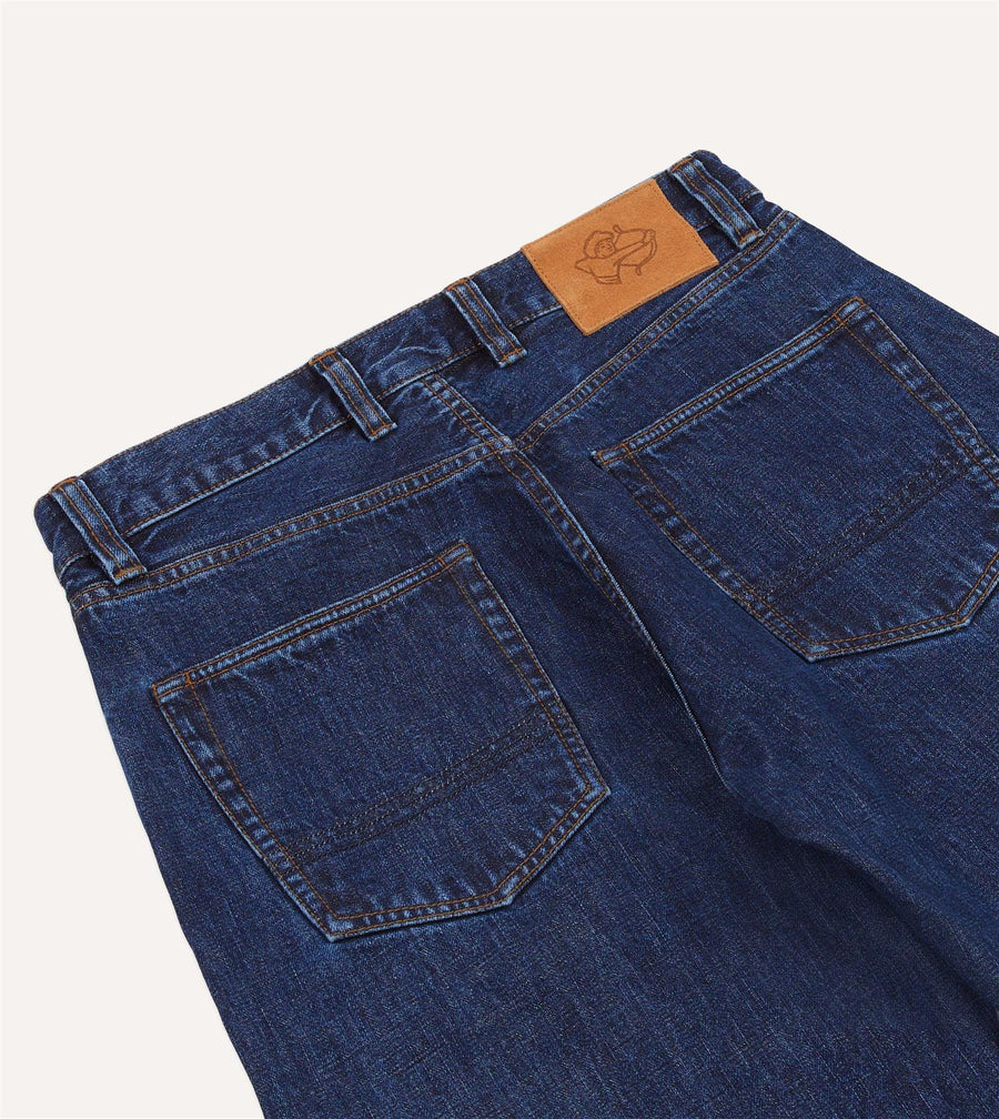 14,2 Oz 5-Pocket Mid-Waist Japanese Selvedge Denim Stone Wash