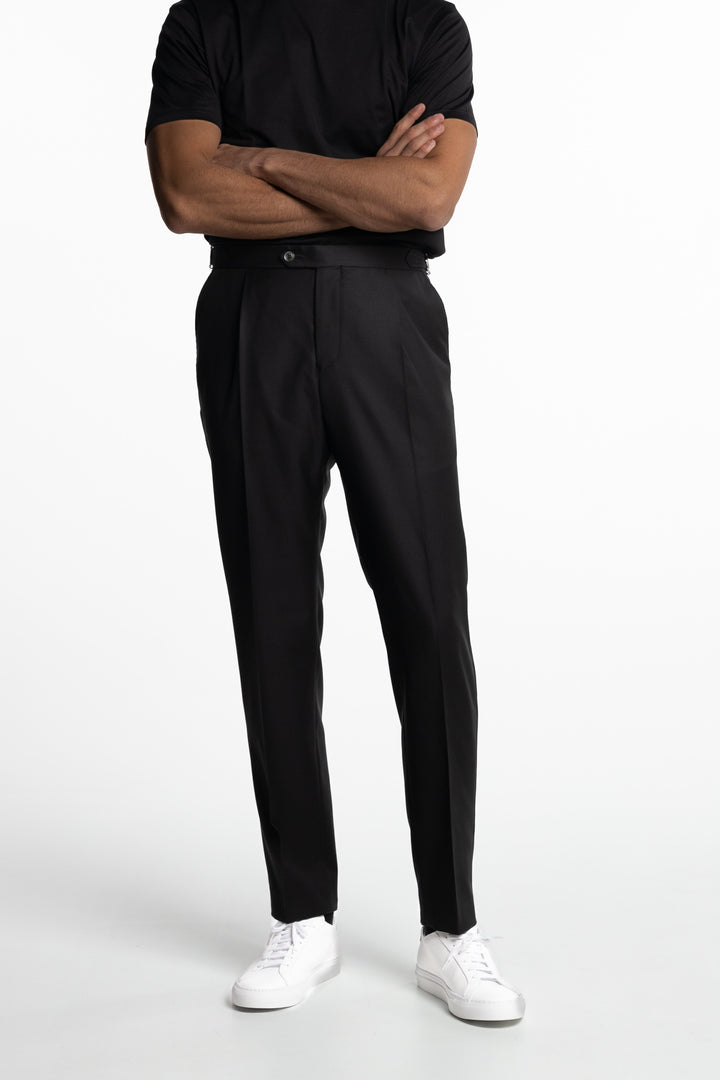 Prato Pleated Wool Trousers Black