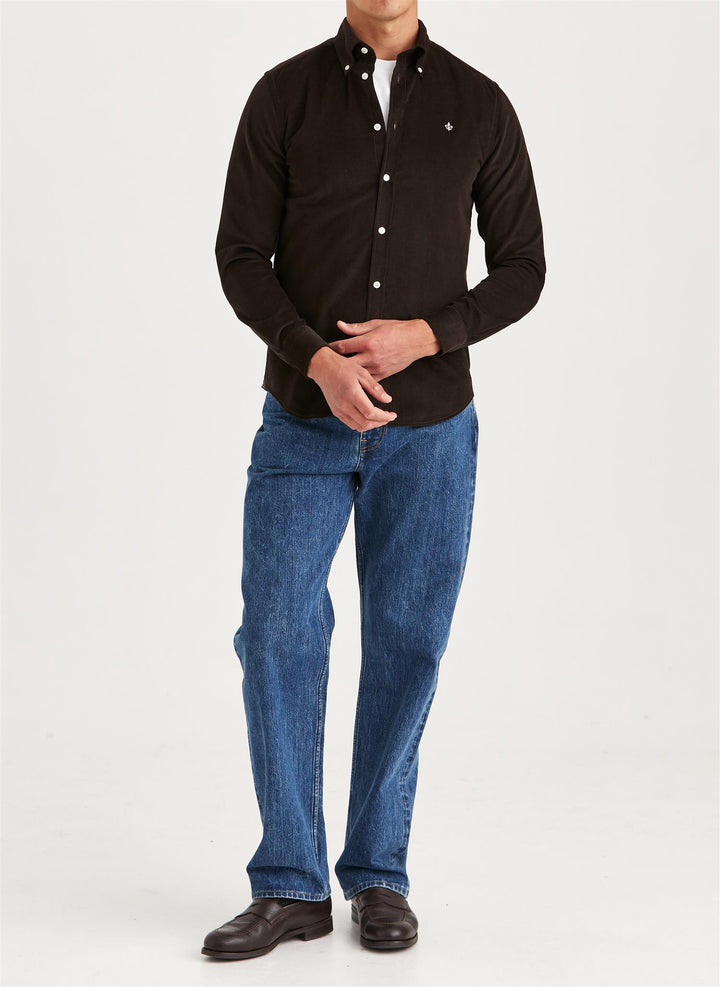 Douglas Slim Fit Cord Shirt Brown