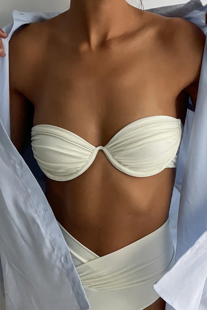 Billow Bikini Top- Creme White