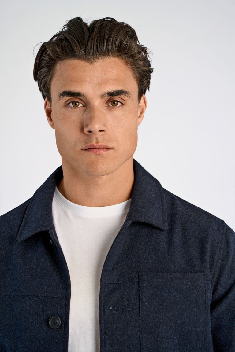 Cropped Length Overshirt Dk Blue Mel