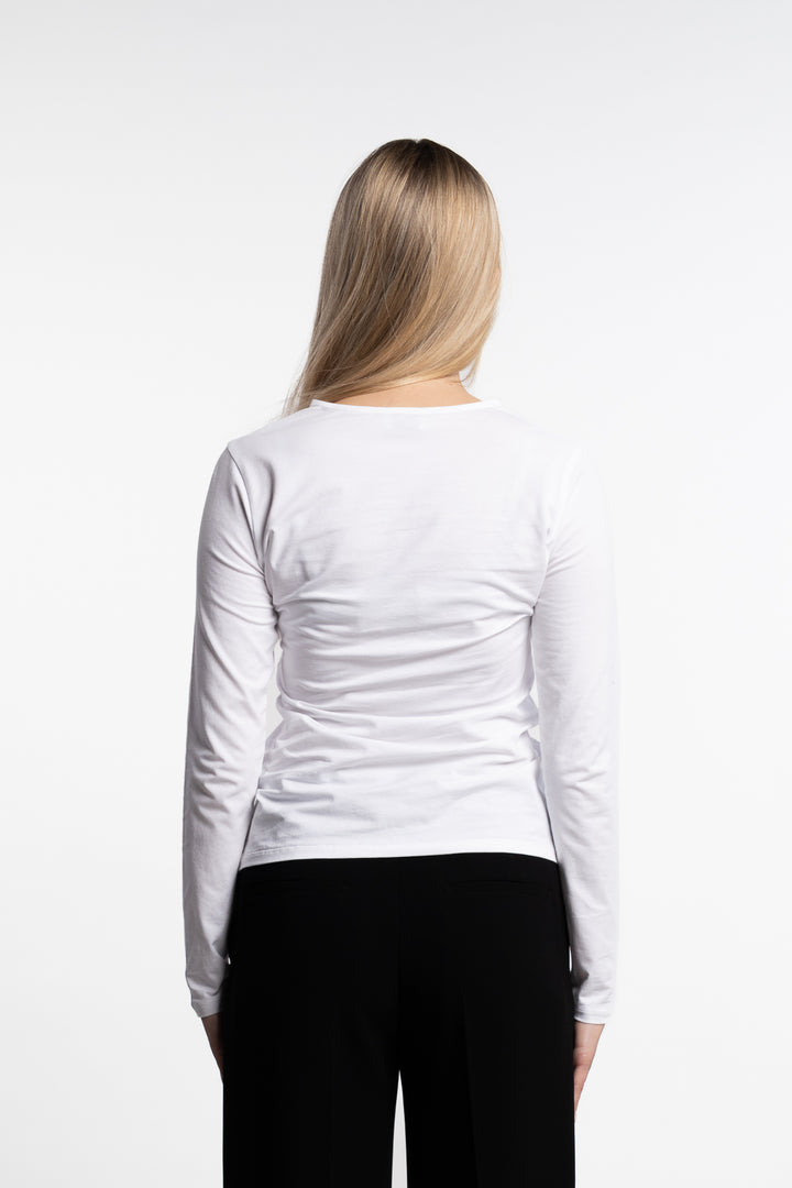 Cotton Stretch Long Sleeve- White