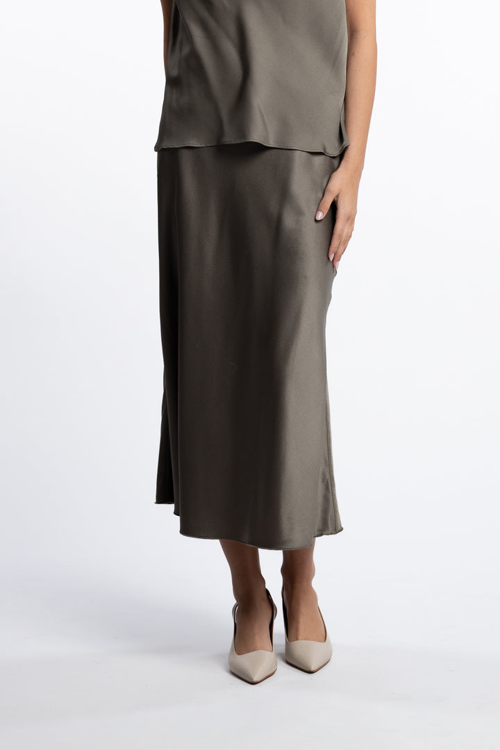 Hana Satin Skirt- Light military