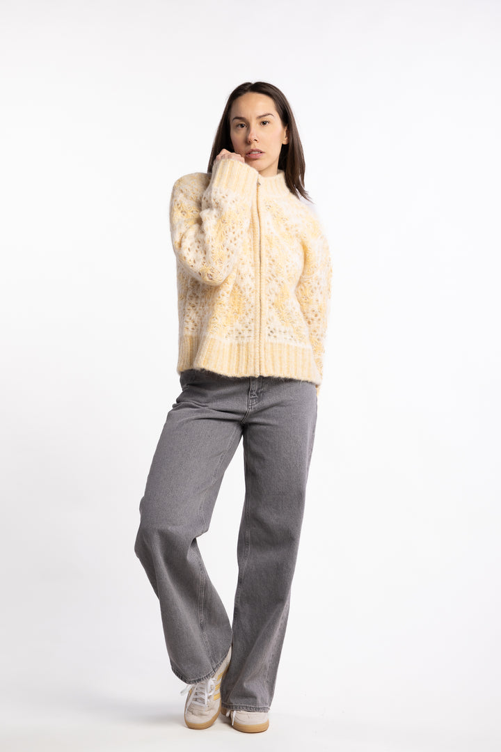 Briana Zip Knit - Light Yellow