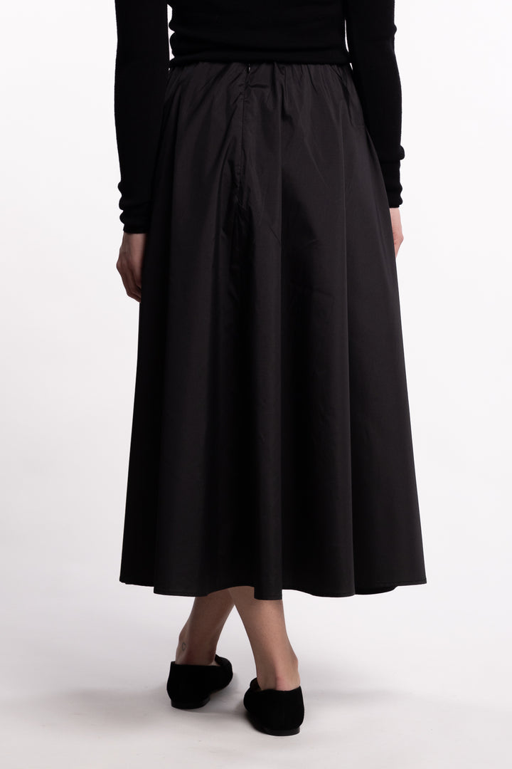 Vivienne Taffeta Midi Skirt - Jet Black