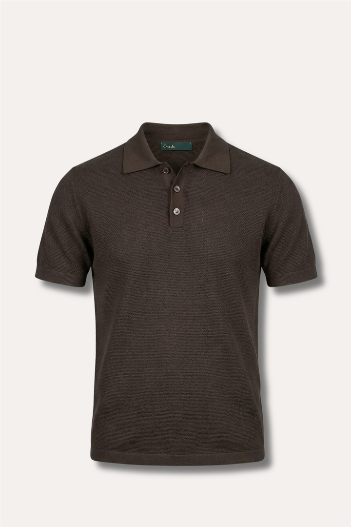 Structured Cotton Polo Brown