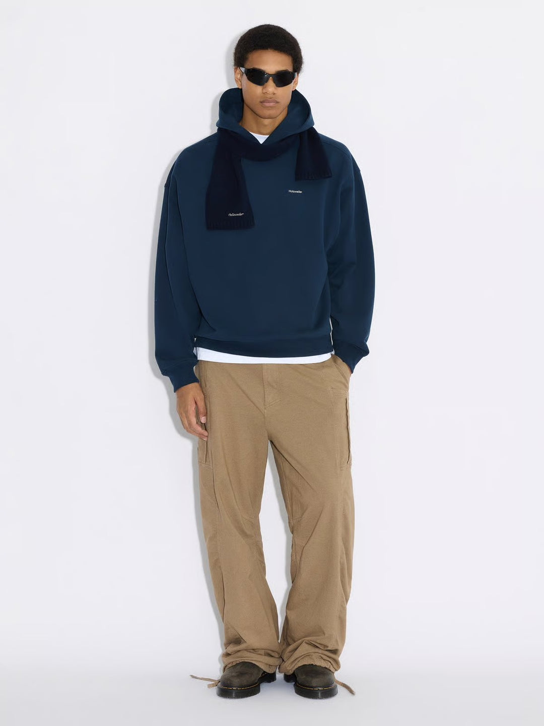 Relaxed Logo Hoodie Dark Blue