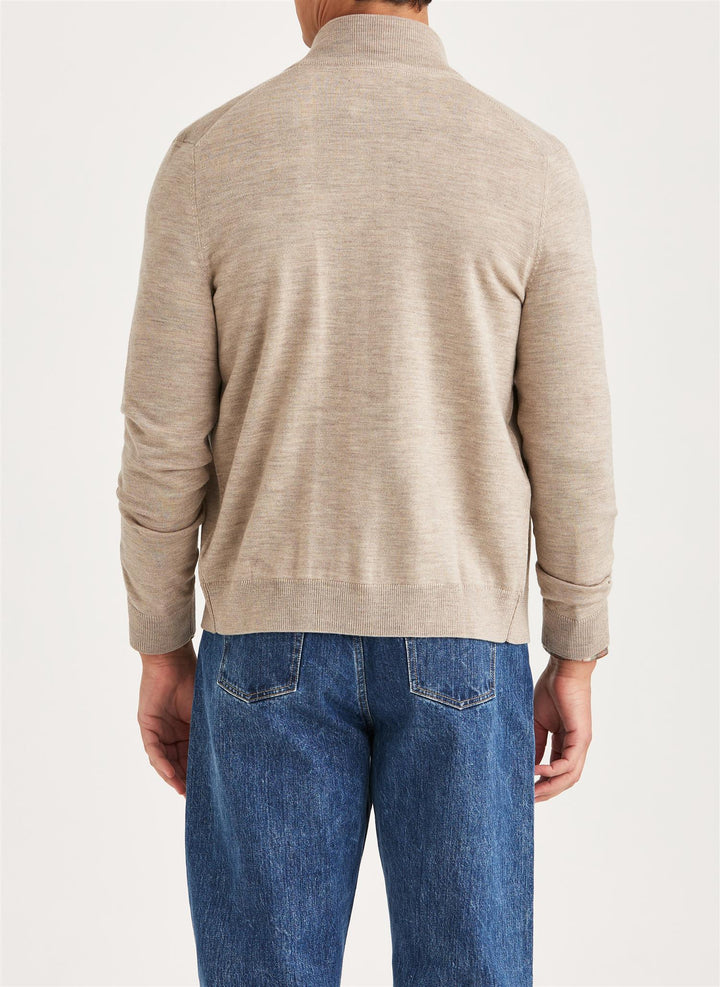 Merino Zip Cardigan Khaki