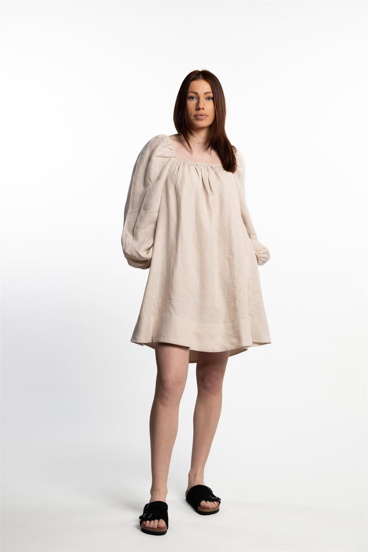 Alma Linen Dress- Beige