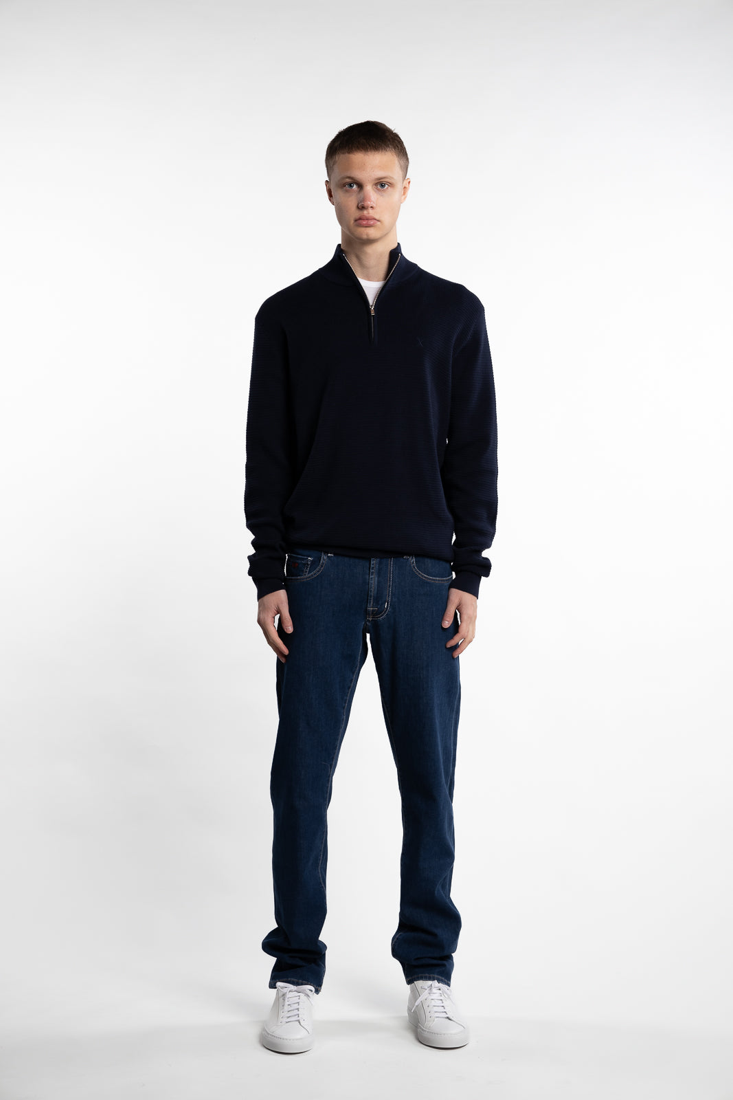 Oscar Half-Zip Knitted Jumper Navy