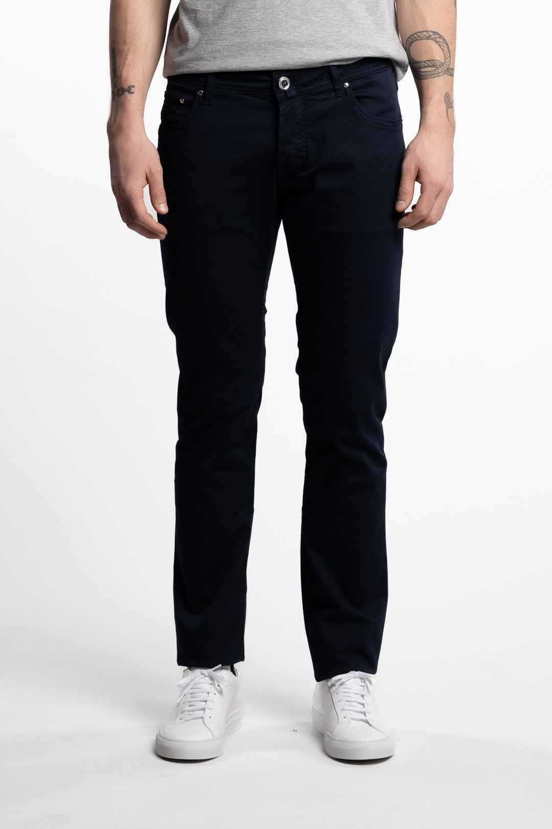 Nick Slim Fit Stretch Cotton Lyocell Twill Pants Navy