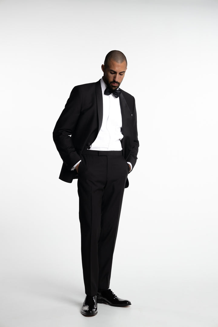 Filip Regular Fit Tuxedo Blazer Black