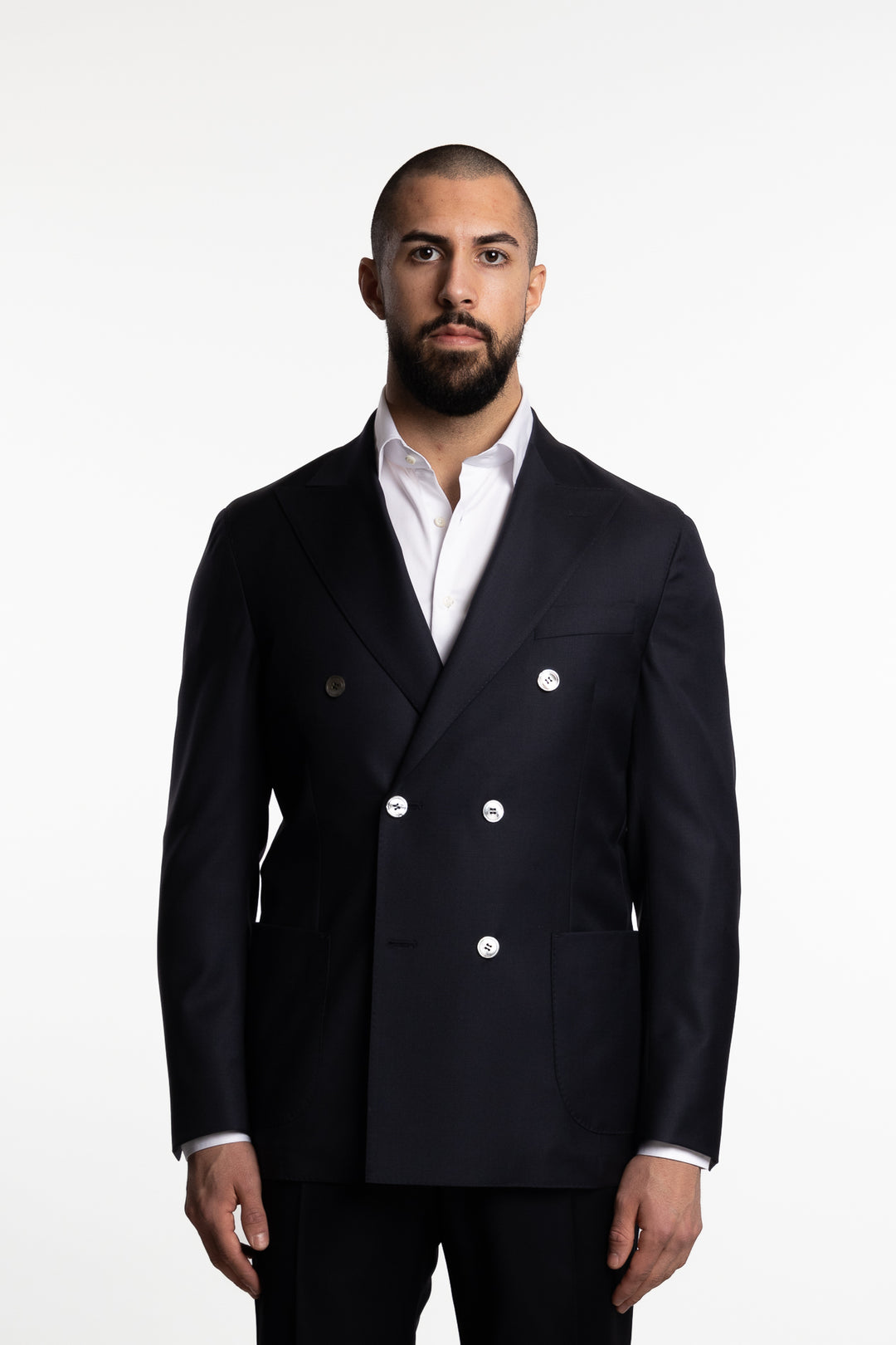 Vicenza Regular Fit Double Breasted Wool Blazer Ink Blue