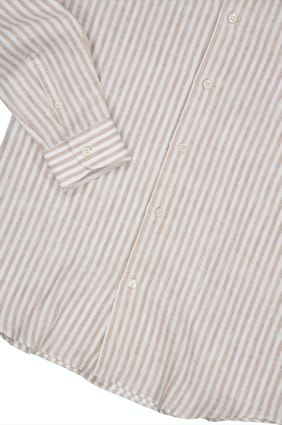 Amalfi Formal Linen Shirt Beige Stripe-Skjorter-Bogartstore