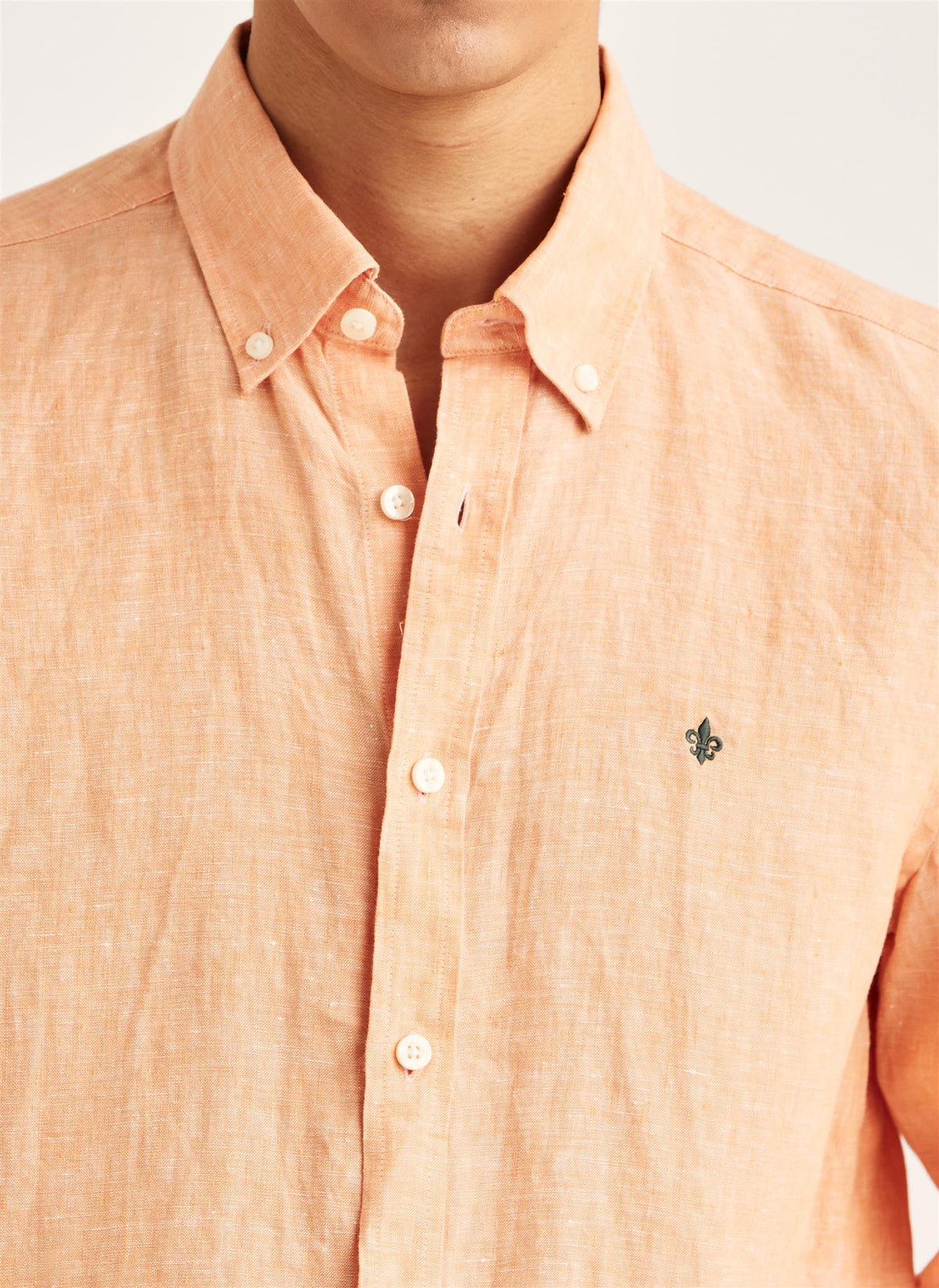 Douglas Classic Fit Linen Shirt Orange