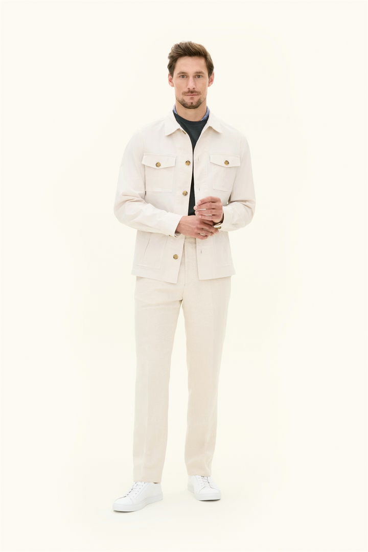 Regular Fit Safari Overshirt Bomullstwill Creme White