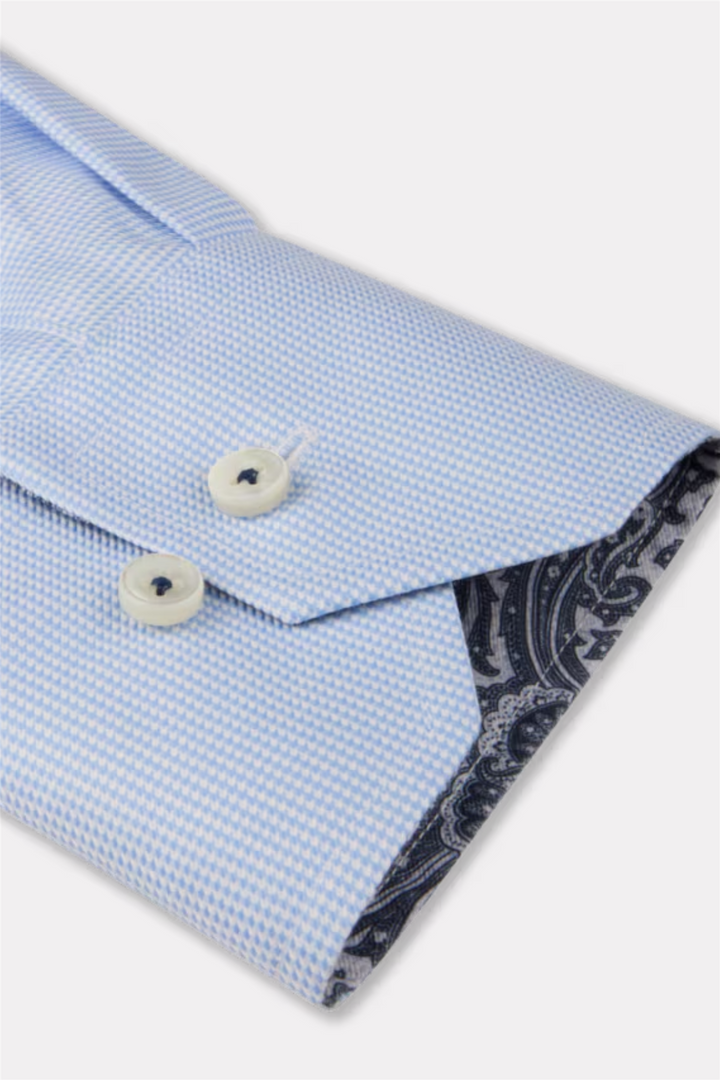 Regular Light Blue Twill Shirt Contrast