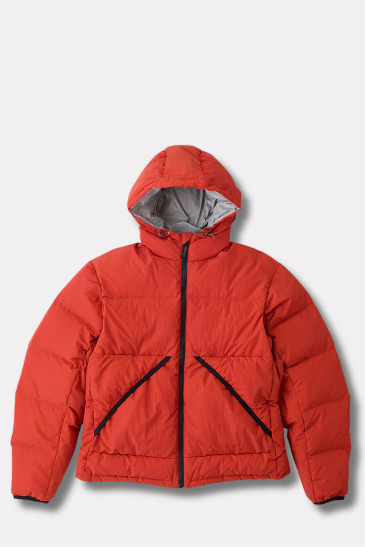 Down Puffer Hooded Jacket Burnt Red