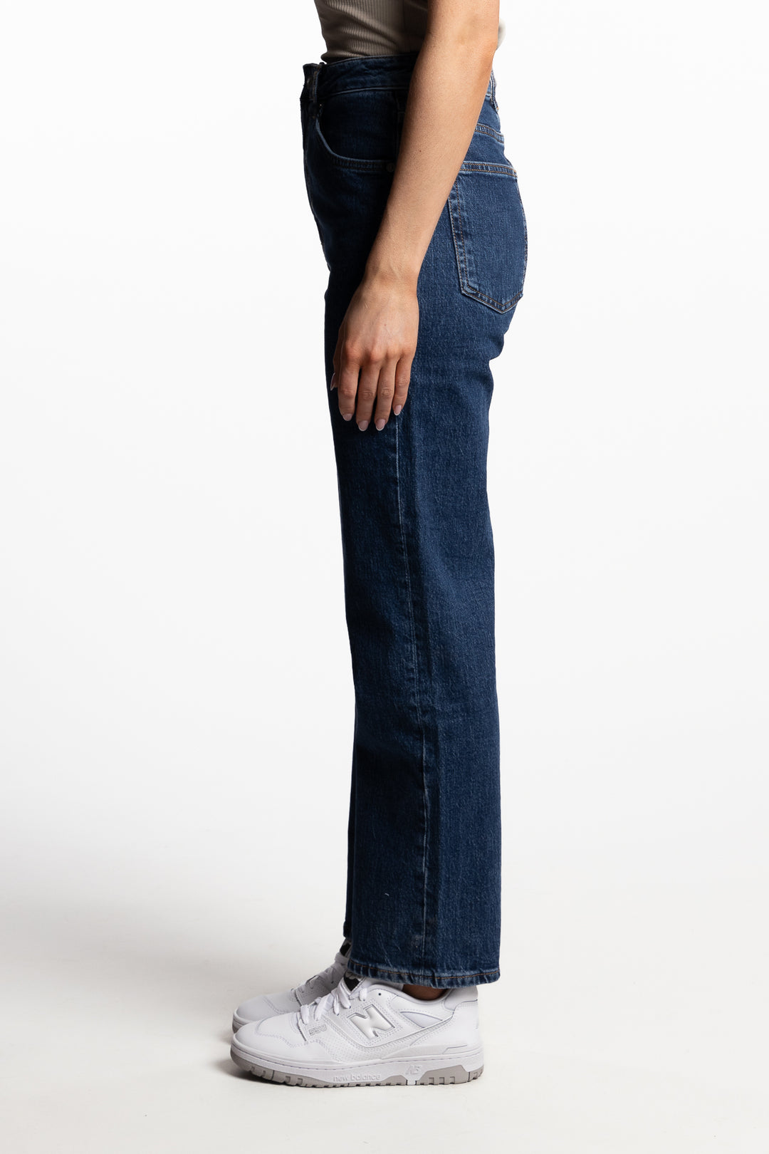 Holly highwaist straight fit cropped length- Dark blue