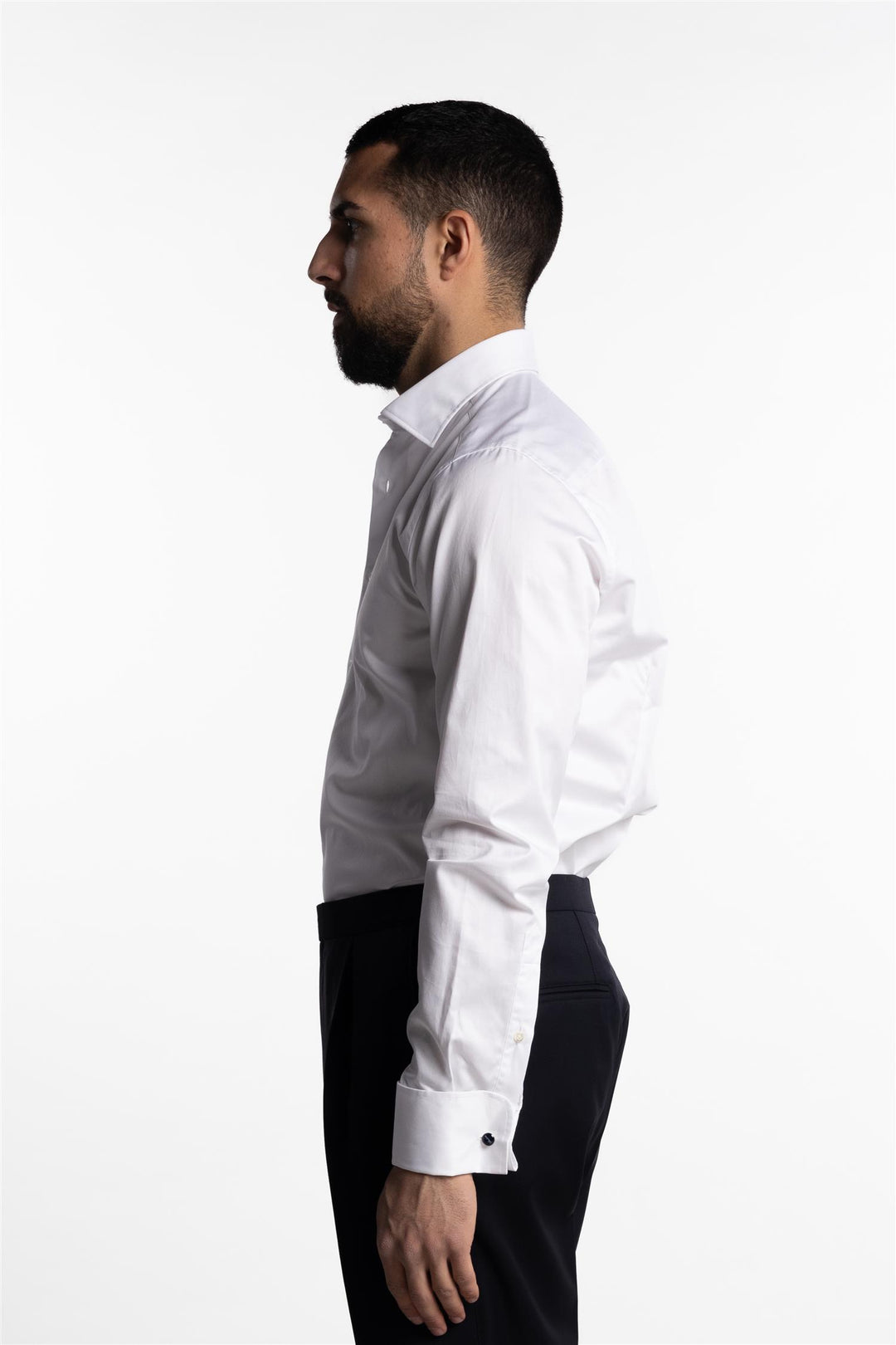 Fitted Body Twill Shirt French Cuffs White