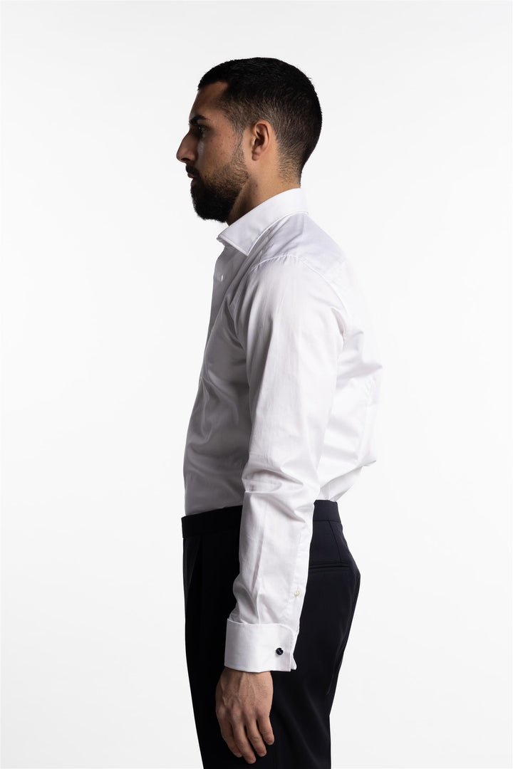 Fitted Body Twill Shirt French Cuffs White