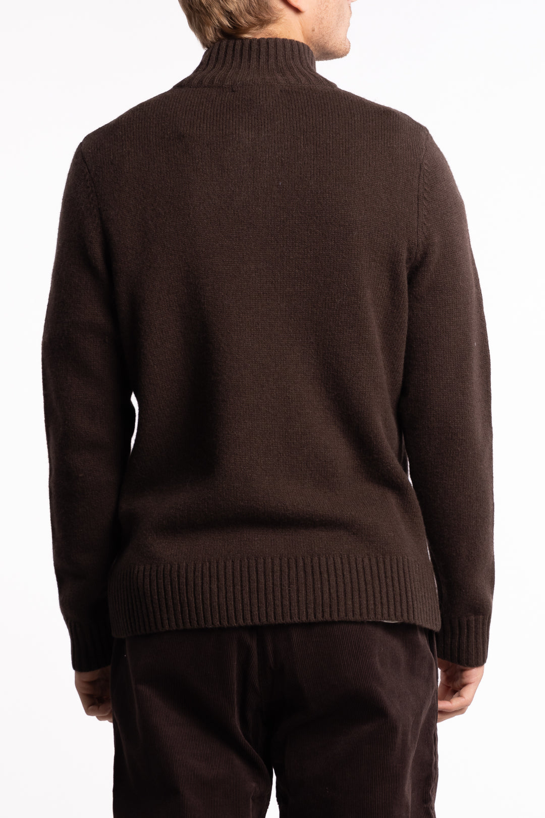 Wool Half Zip Dk. Brown