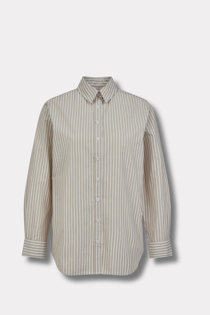 Fritila Shirt- Dark Taupe Stripe