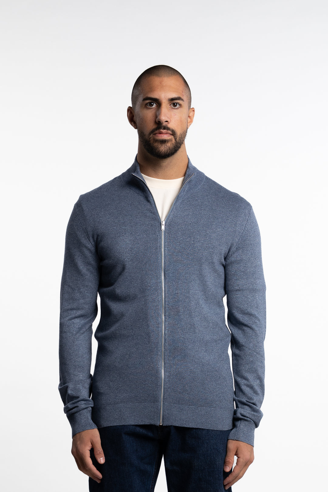 Ecovero Zip Cardigan Blue Blend