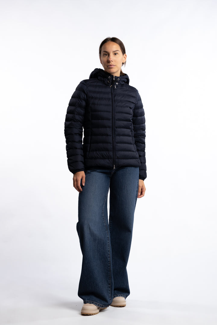 Genie Hooded Down Jacket- Blue Navy