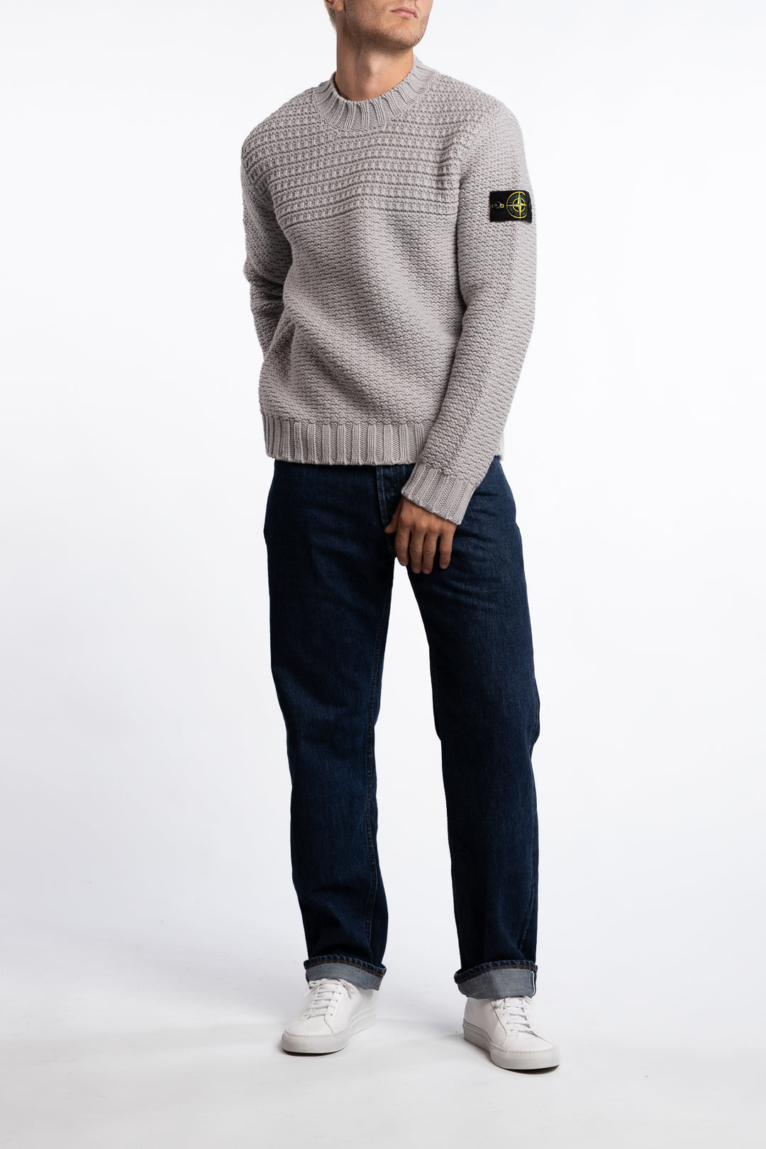 5100054 Pure Wool Mock Neck Jumper Pearl Grey