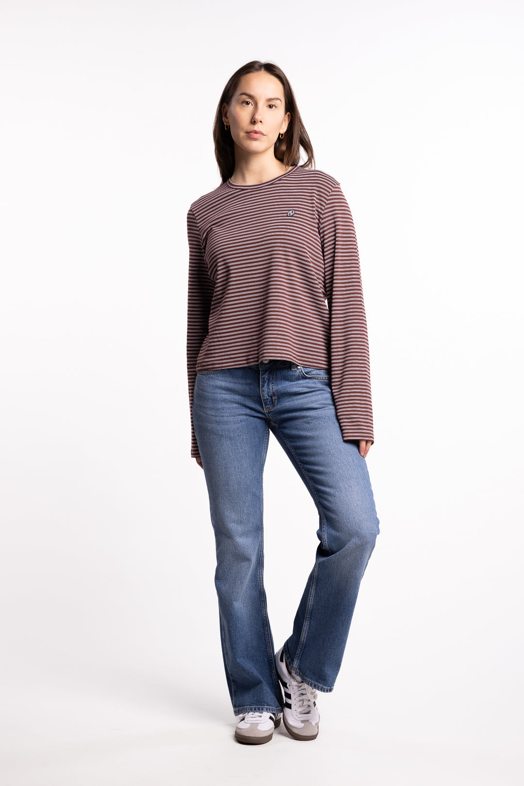 Street Stripe Long-Sleeve- Burgundy Stripe