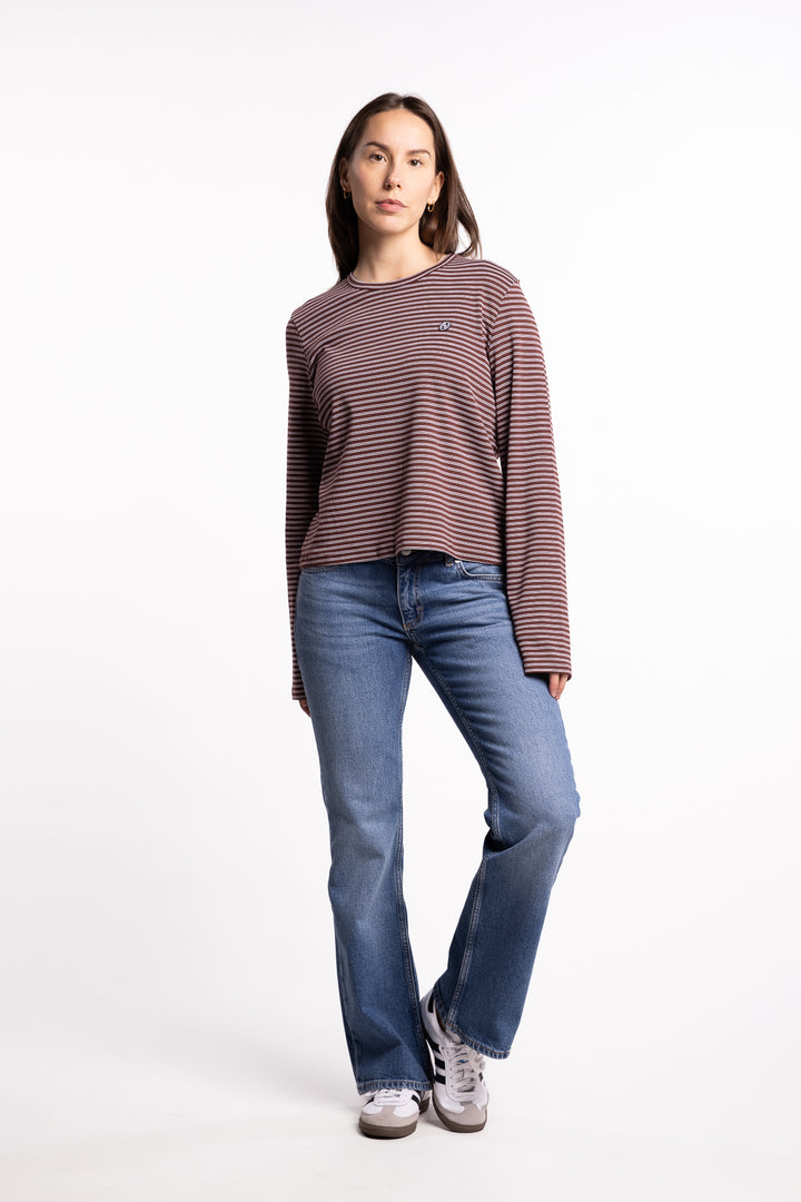 Street Stripe Long-Sleeve- Burgundy Stripe