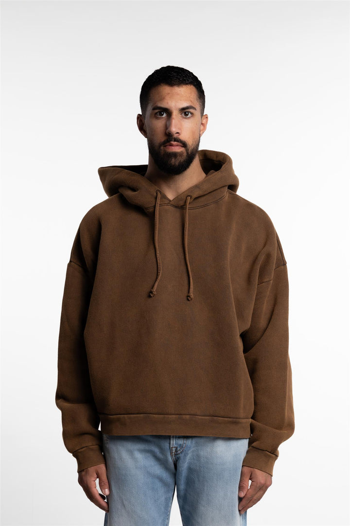 Hoodie Washed Logo Faded Chocolate Brown