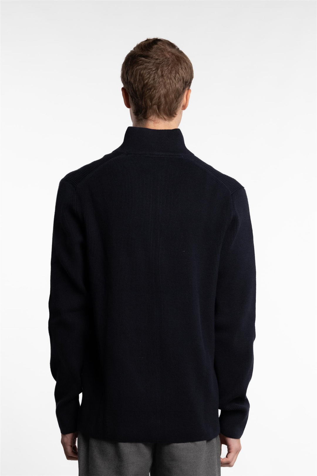 Knitted Zip Cardigan Navy