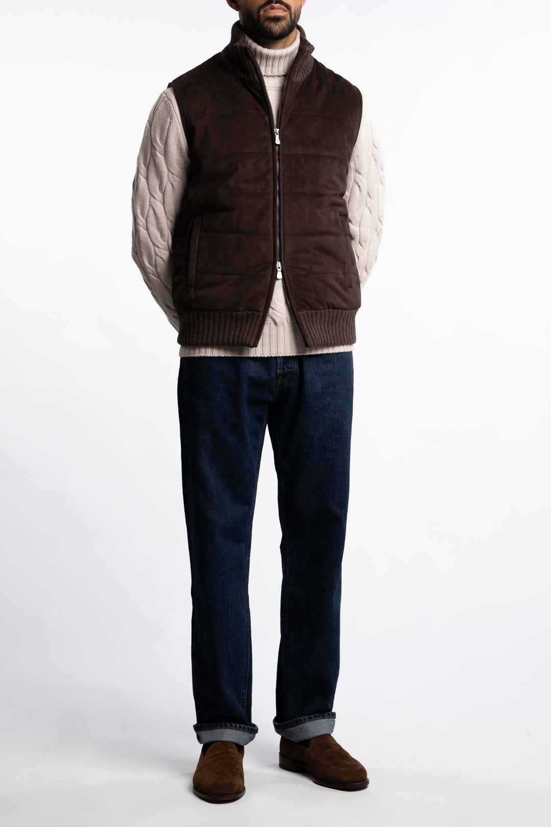 Alcantara Eco-Padded Vest Brown
