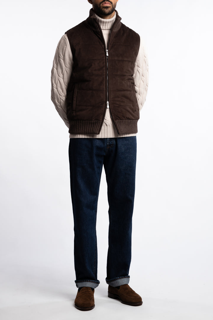 Alcantara Eco-Padded Vest Brown