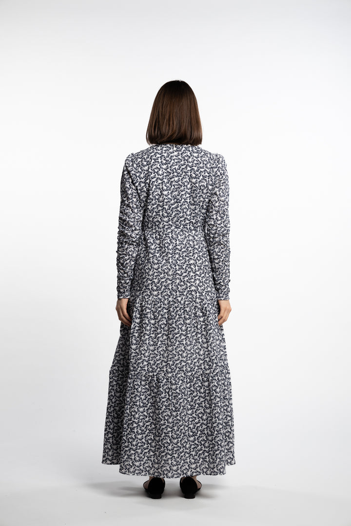 Dora Dress- Navy Rosehip Print