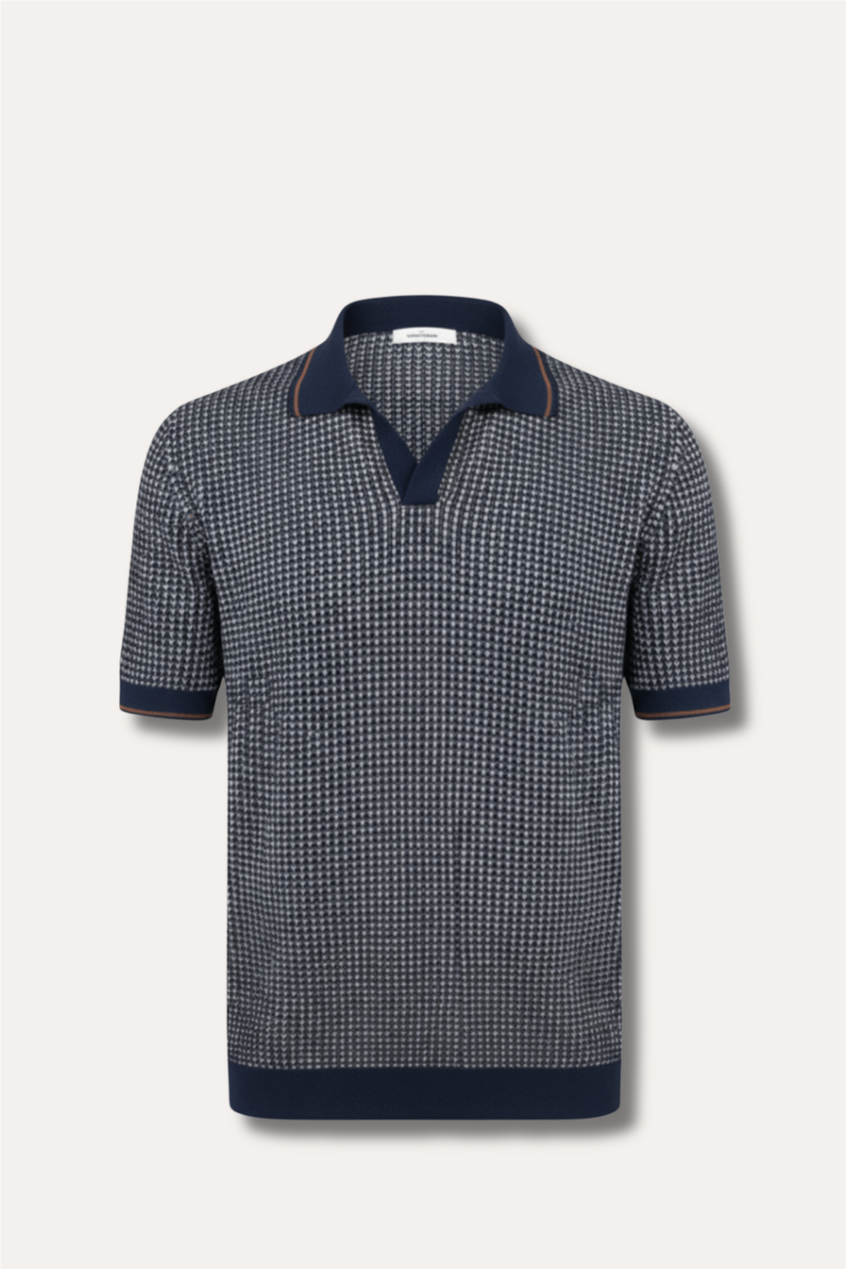 Contrasting Details Knit Polo Navy/Brown